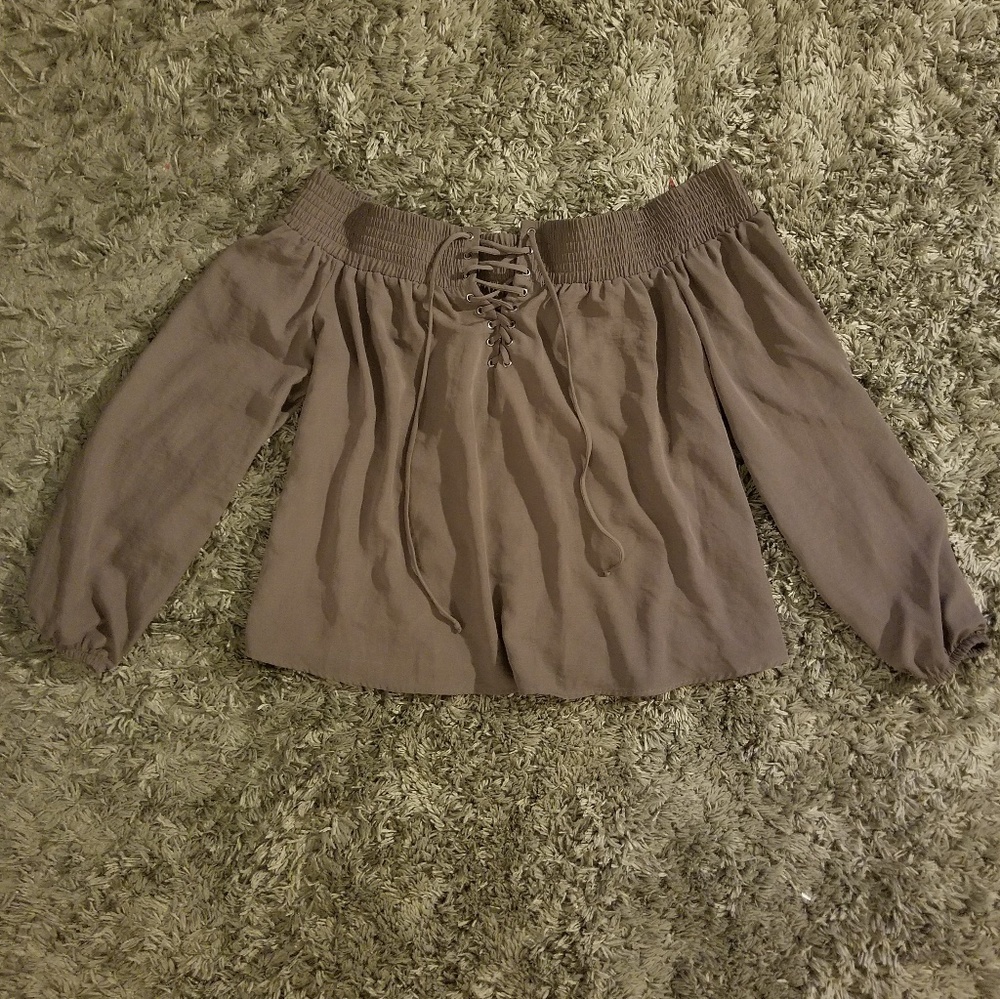 Mauve Purple Brown Off The Shoulder Top size M